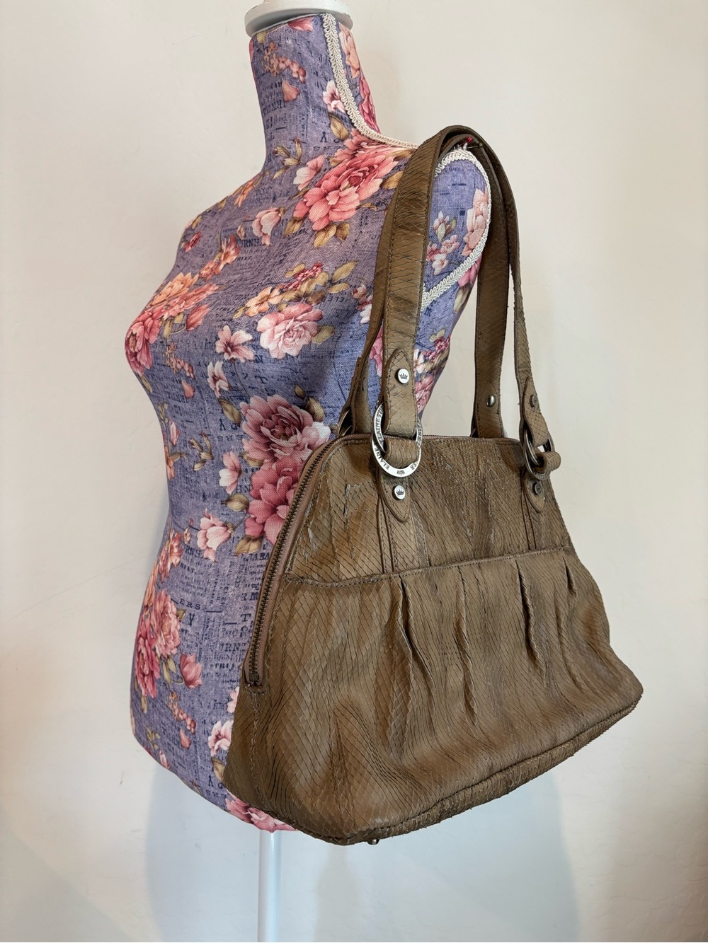 Elaine Turner Snake Embossed Leather Women's Shoulder Bag